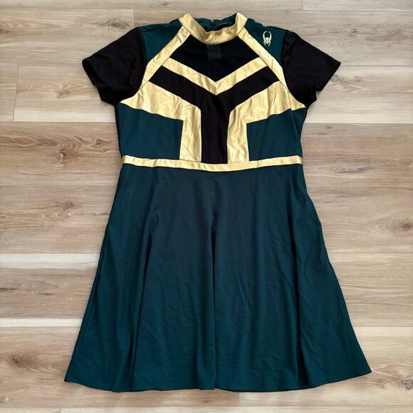 Her Universe Marvel Loki Mock Neck Mesh Inset Panel Dress Plus Size 3X - Picture 1 of 9